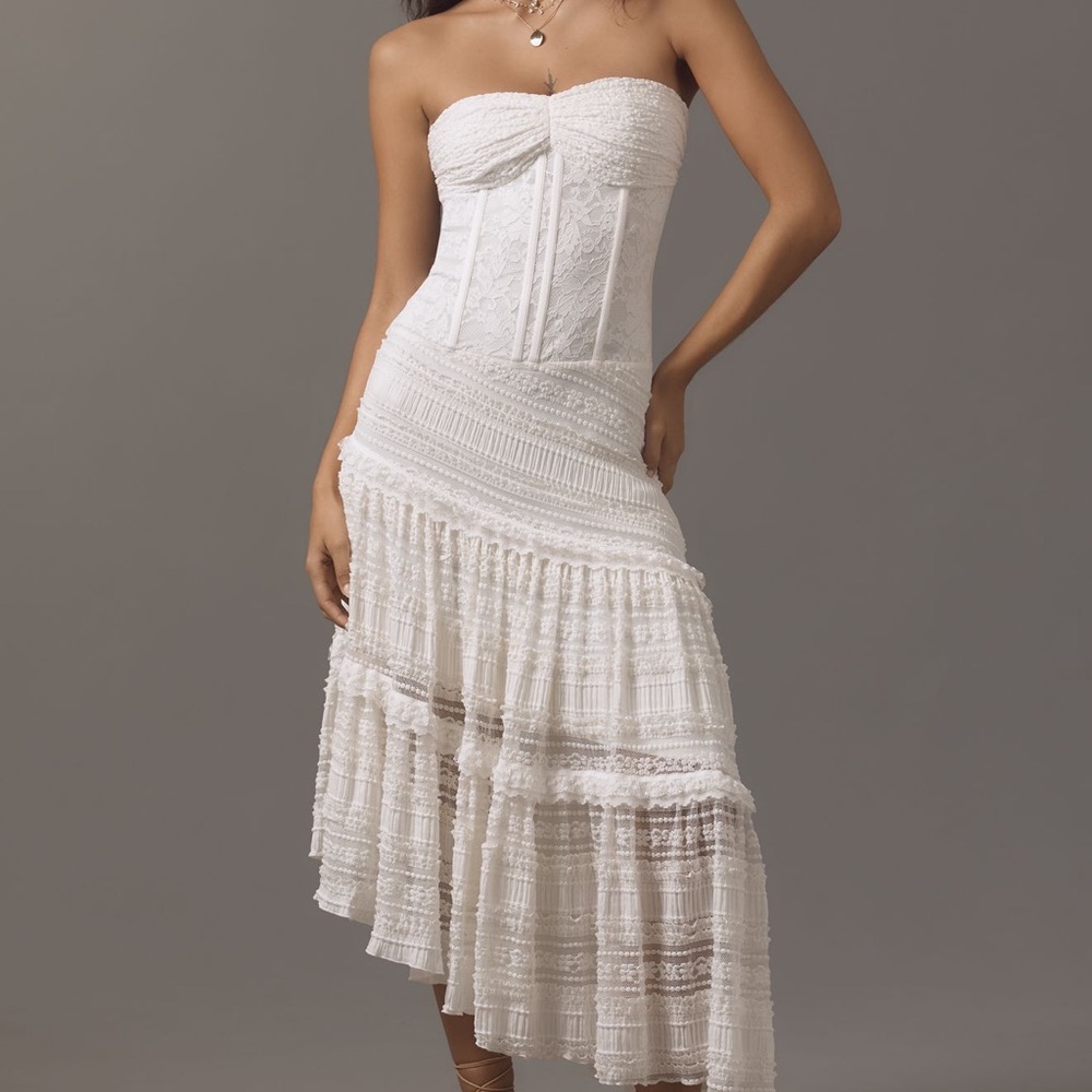 Anthropologie Mare Mare Elegant White Strapless Dress